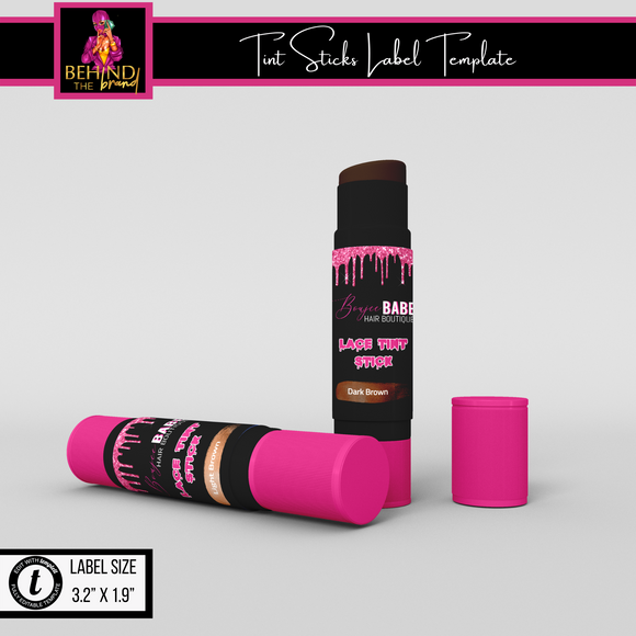 Drip Glitter Tint Sticks Label Template